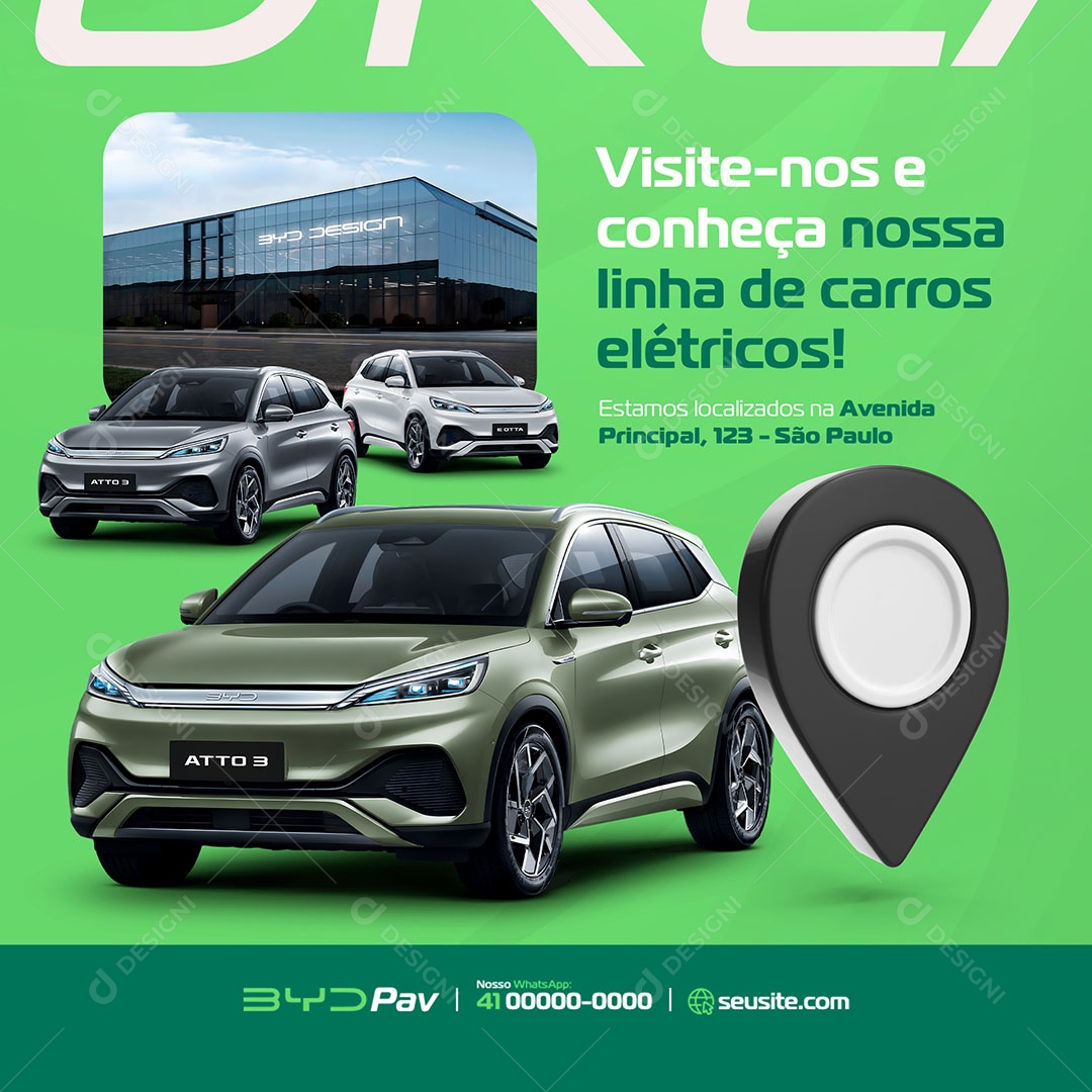 Concessionária Carro Elétrico Social Media PSD Editável
