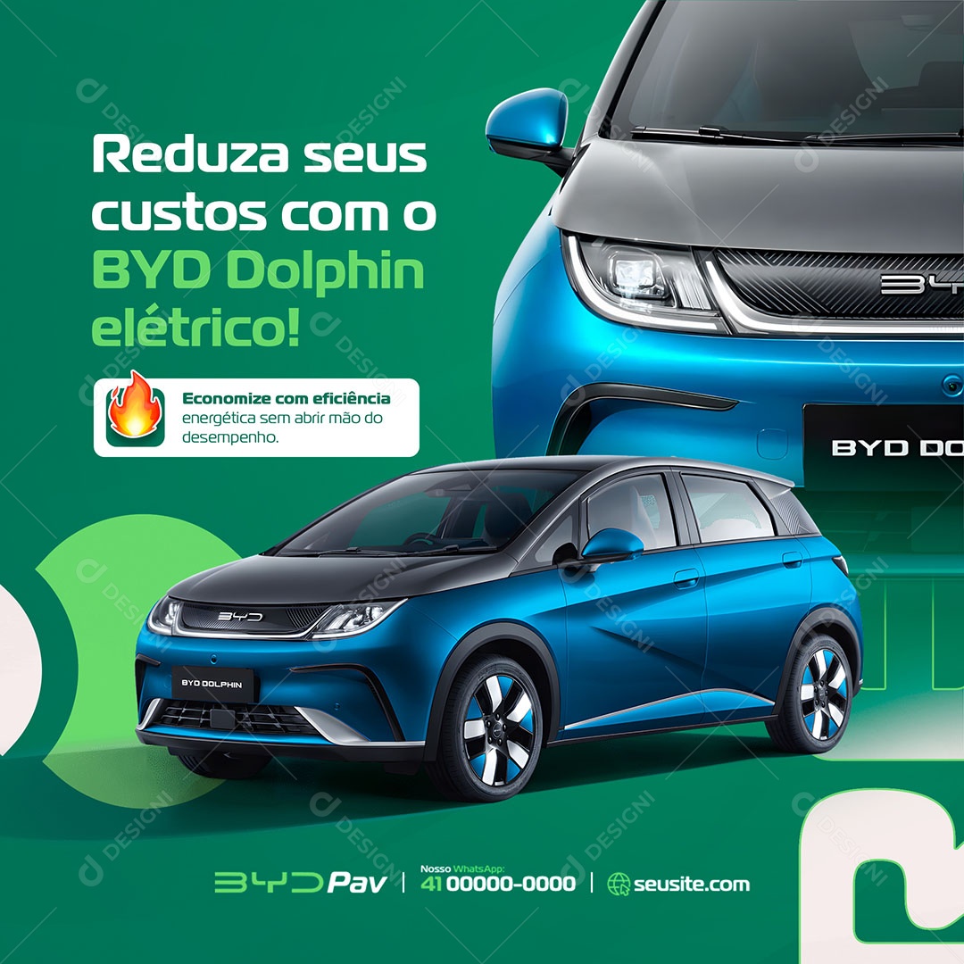 Concessionária Carro Elétrico Reduza Seus Custos Social Media PSD Editável