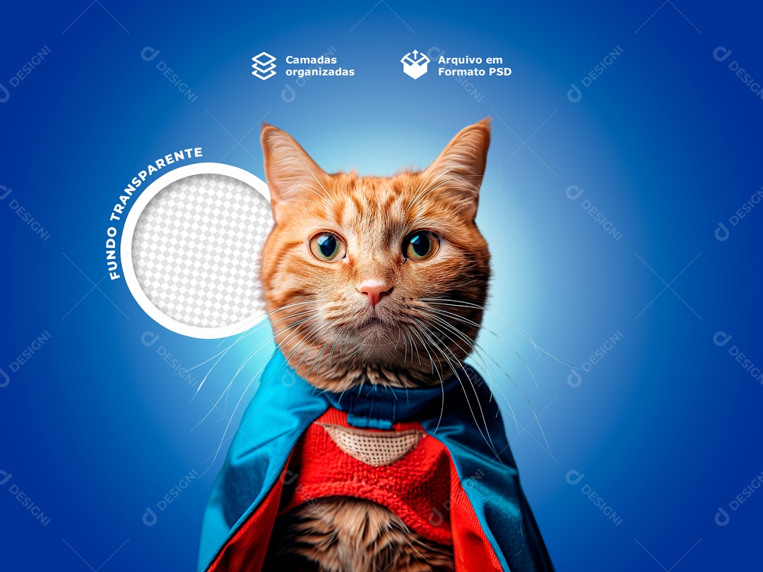 Gato de Capa Elemento 3D para Composição PSD