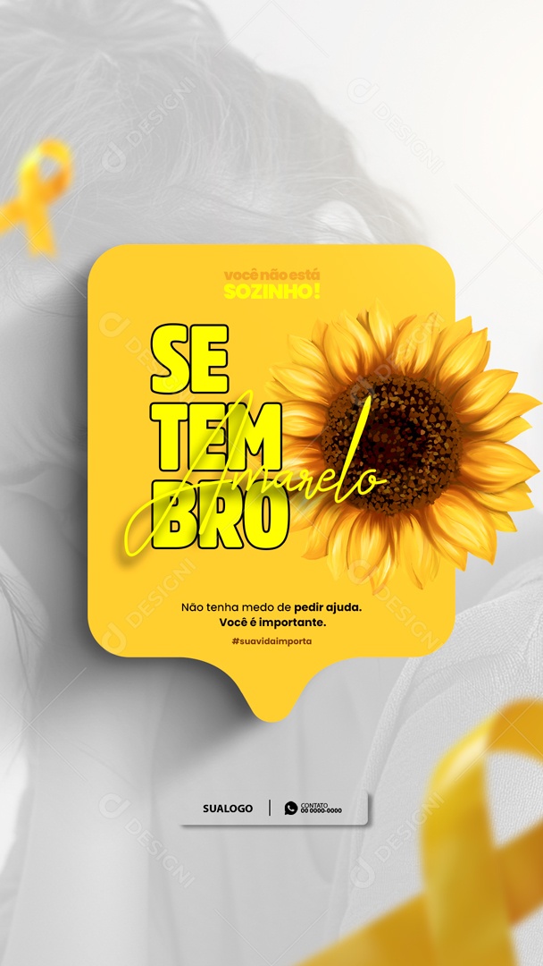 Story Setembro Amarelo não Tenha Medo de Pedir Ajuda Social Media PSD Editavel