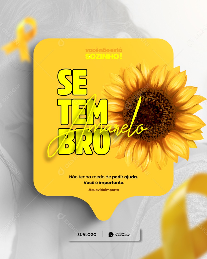 Setembro Amarelo não Tenha Medo de Pedir Ajuda Social Media PSD Editavel