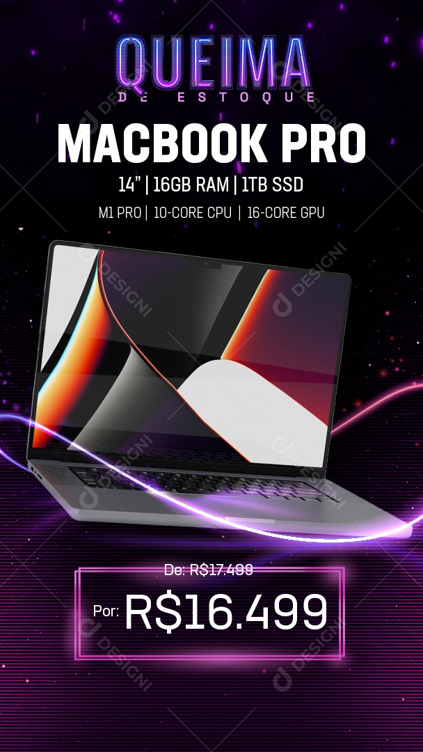 Story Loja da Apple Macbook Pro Social Media PSD Editável