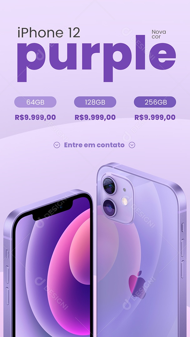 Story Loja da Apple Iphone 12 Purple Social Media PSD Editável