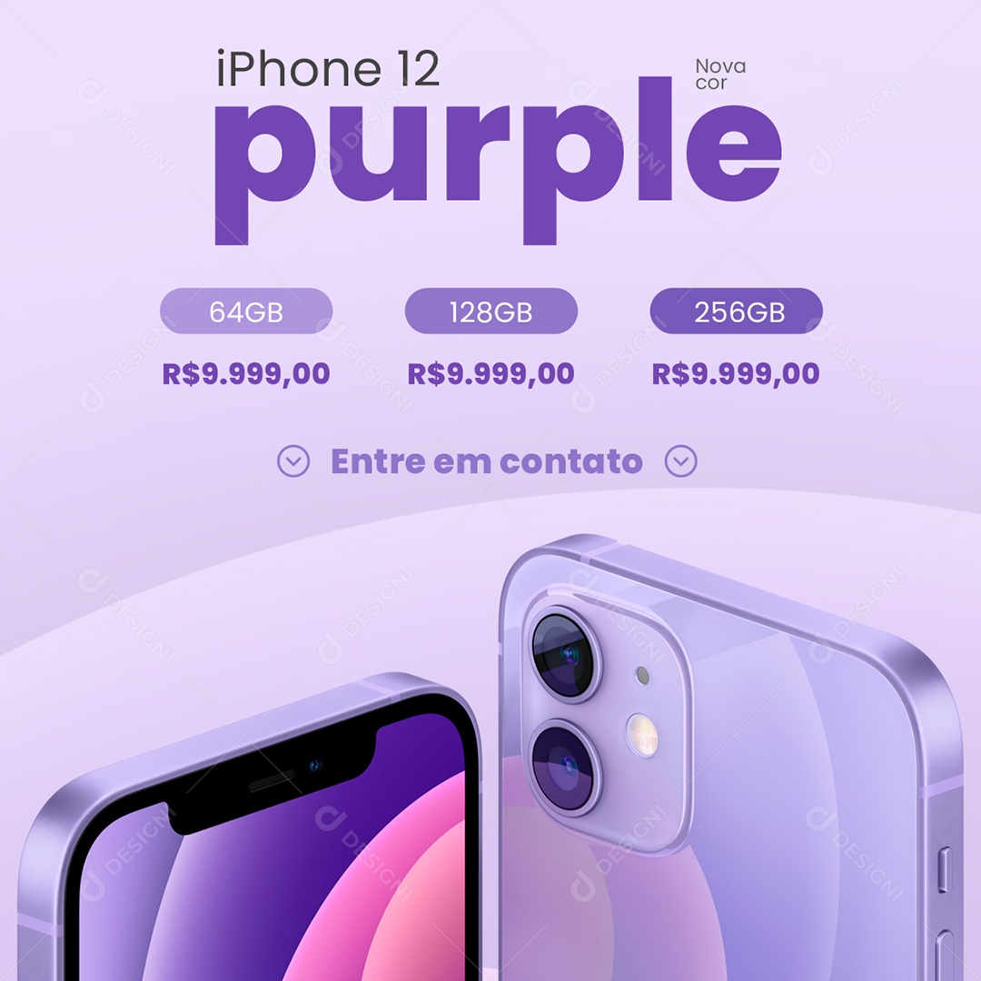 Loja da Apple Iphone 12 Purple Social Media PSD Editável