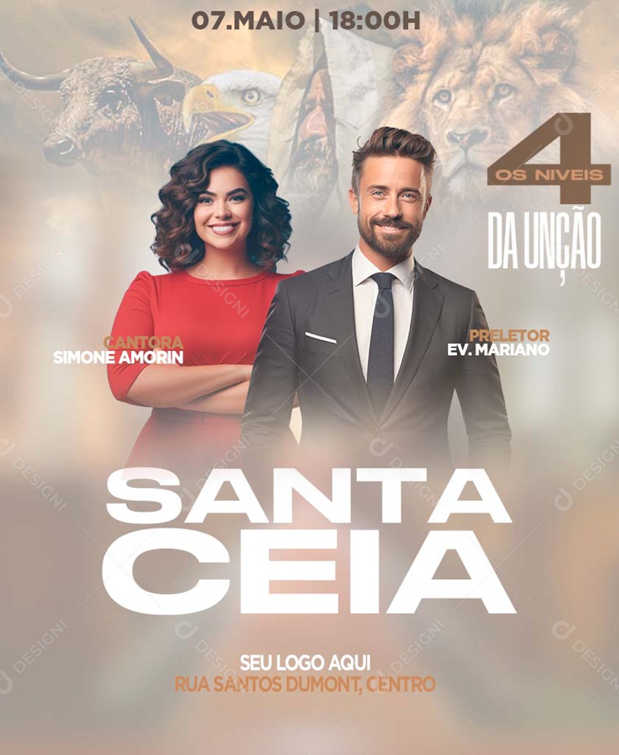 Feed Flyer Gospel Santa Ceia Social Media PSD Editável