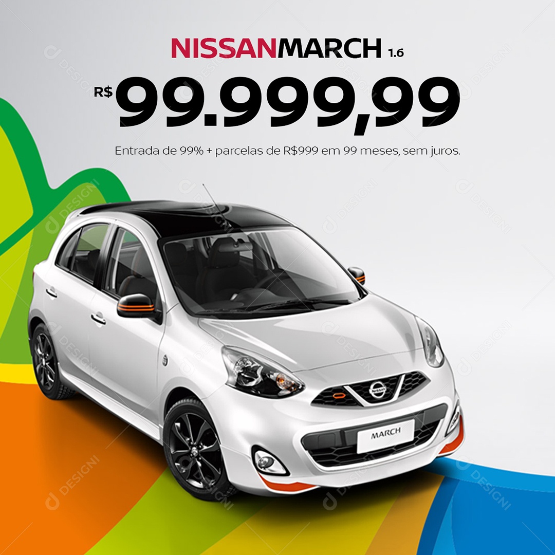 Concessionária Nissan March Sem Juros Social Media PSD Editável
