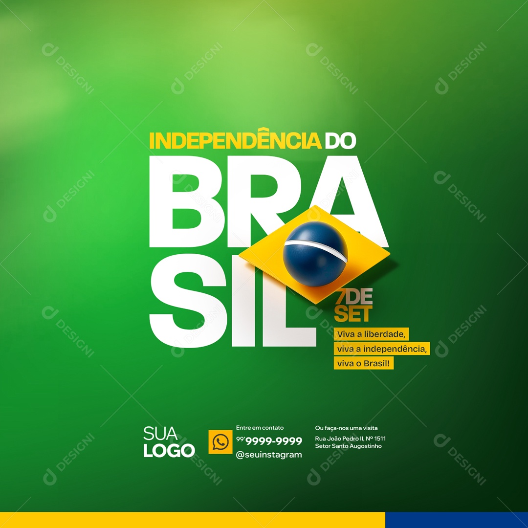 Dia da Independência do Brasil 07 de Setembro Viva a Liberdade Social Media PSD Editável