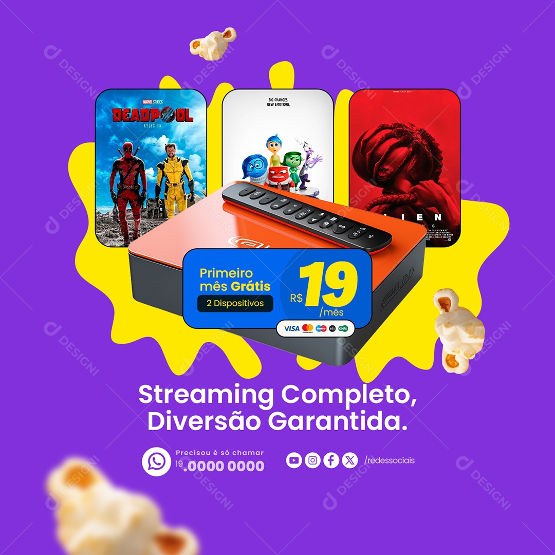 IPTV Streaming Completo Social Media PSD Editável