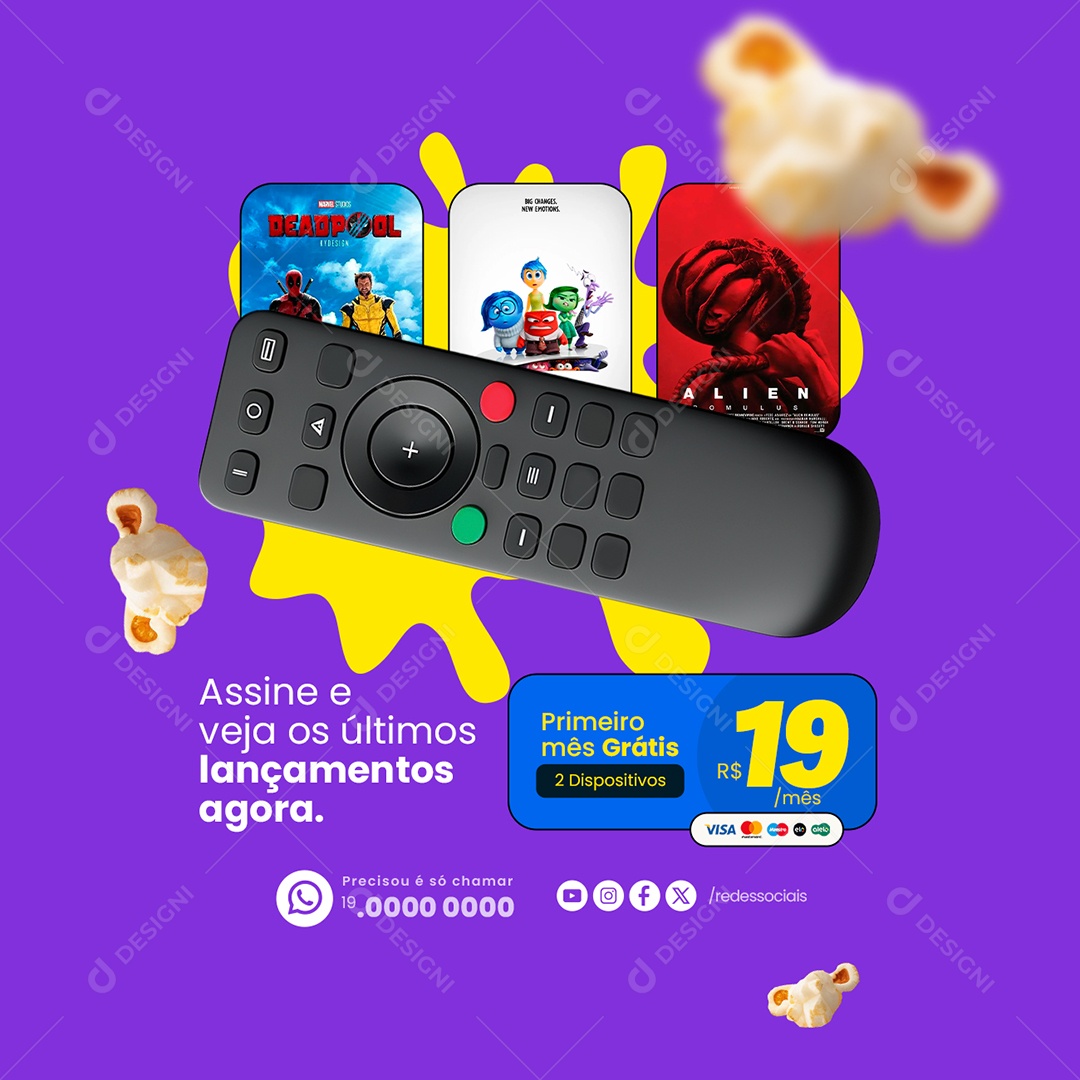 IPTV Assine e Veja os últimos Lançamentos Agora Social Media PSD Editável