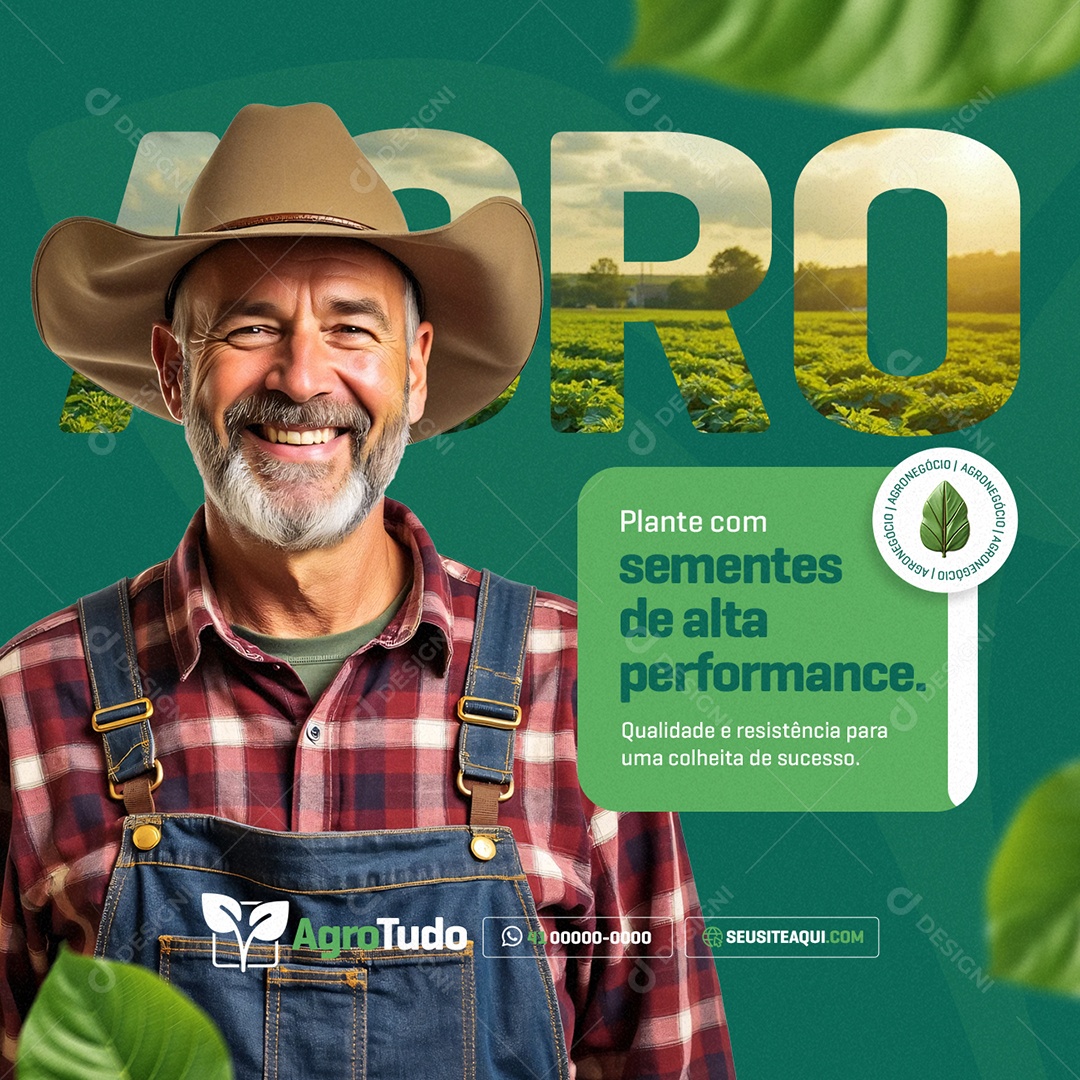 Agronegócio Plante com Sementes de Alta Perfomance Social Media PSD Editável