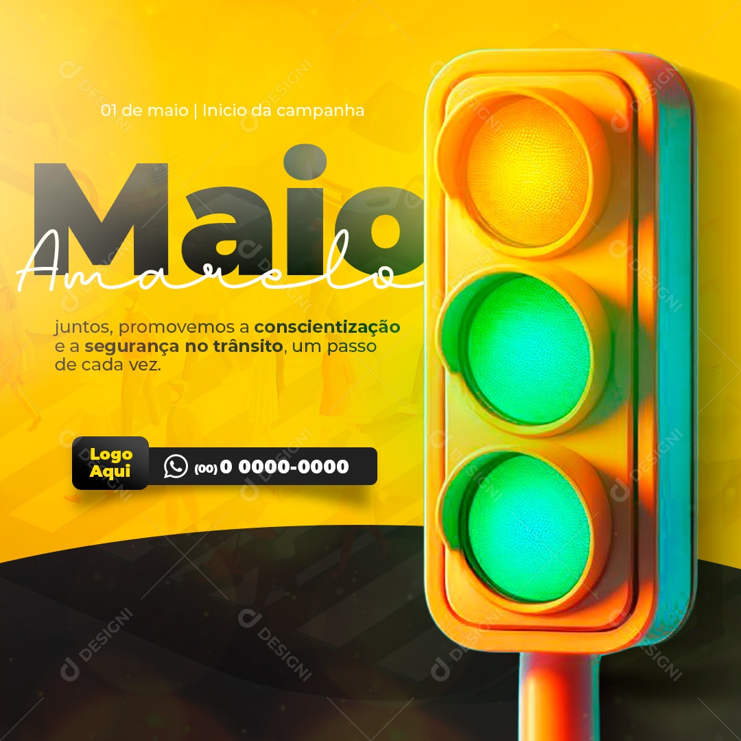 Maio Amarelo Promovemosa Conscientização e a Segurança No Trânsito Social Media PSD Editável