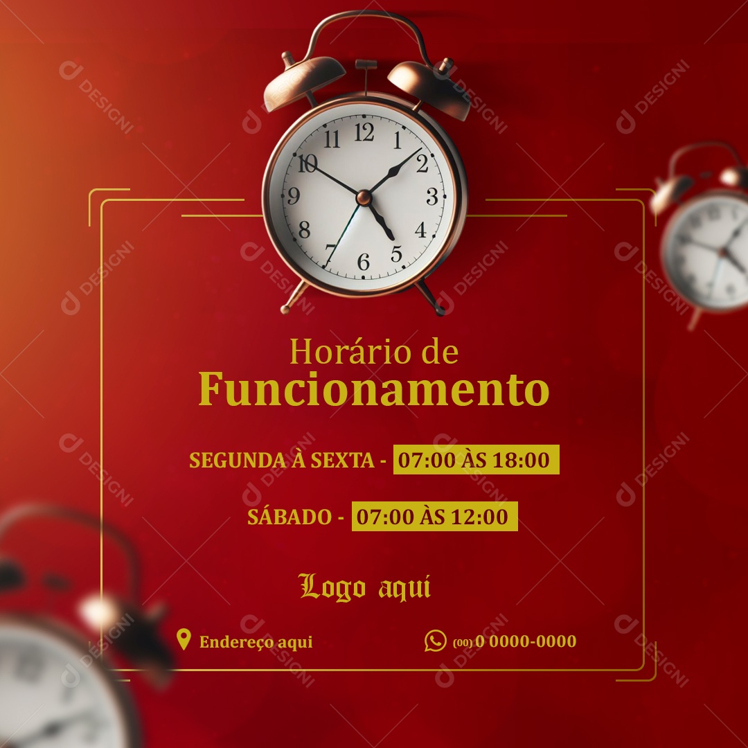 Horário de Atendimento Social Media PSD Editável