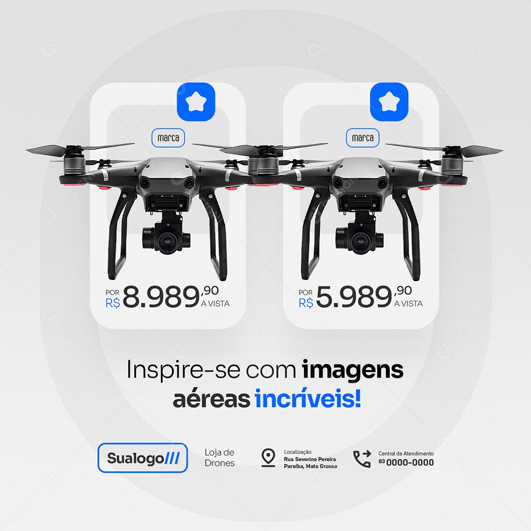 Loja de Drones Inspire-Se com Imagens Aéreas Incríveis Social Media PSD Editável