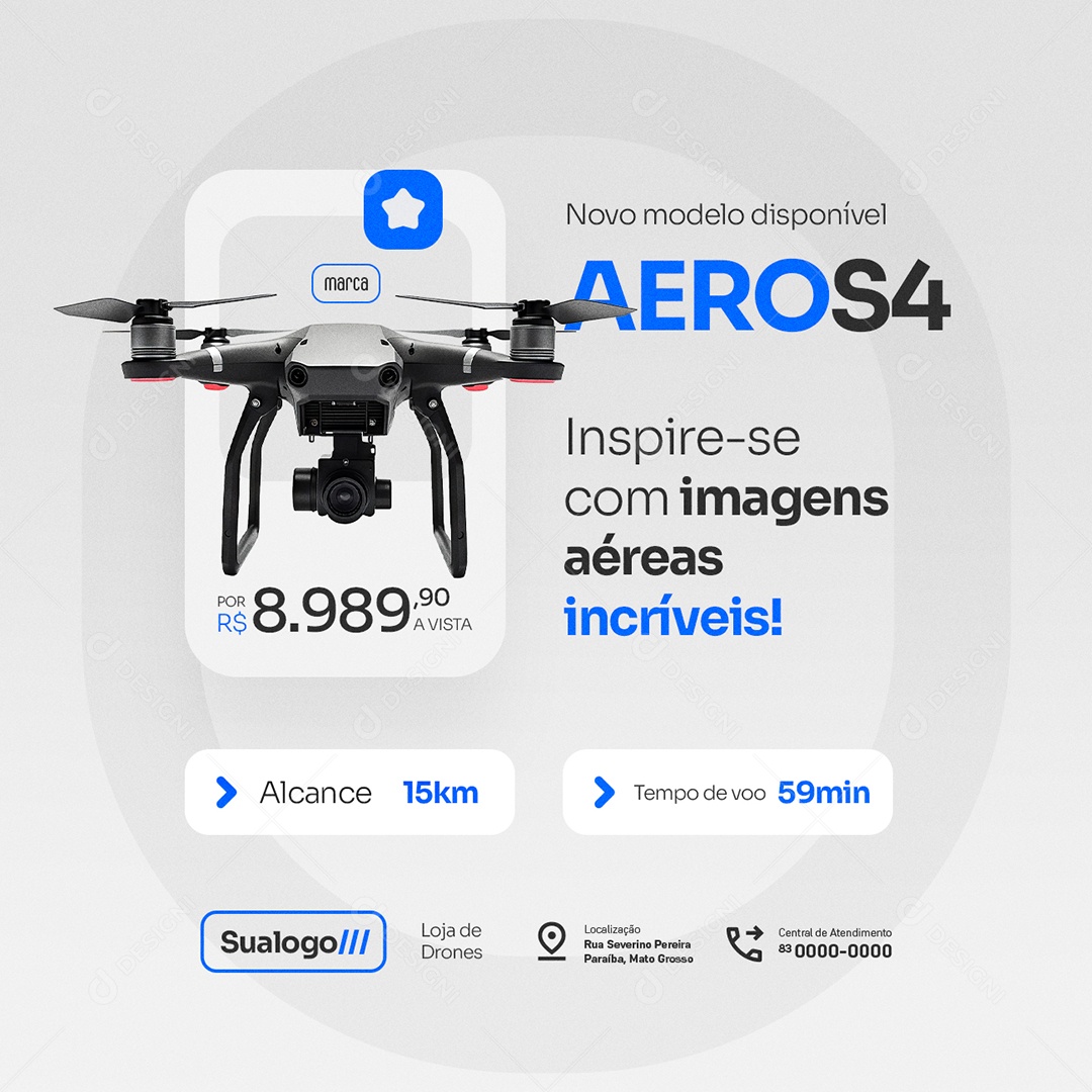 Loja de Drones Inspire-Se com Imagens Aéreas Social Media PSD Editável
