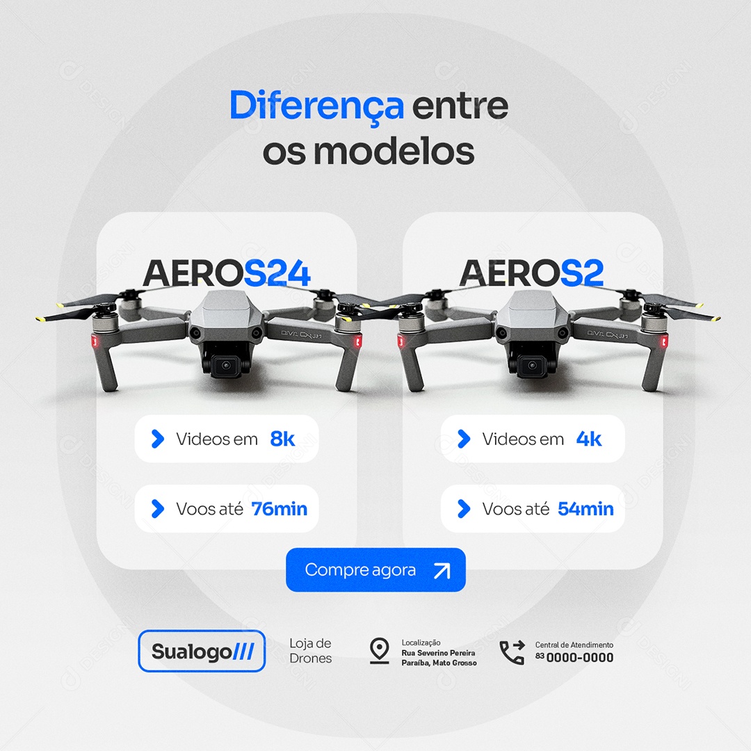 Loja de Drones Diferença Entre os Modelos Social Media PSD Editável