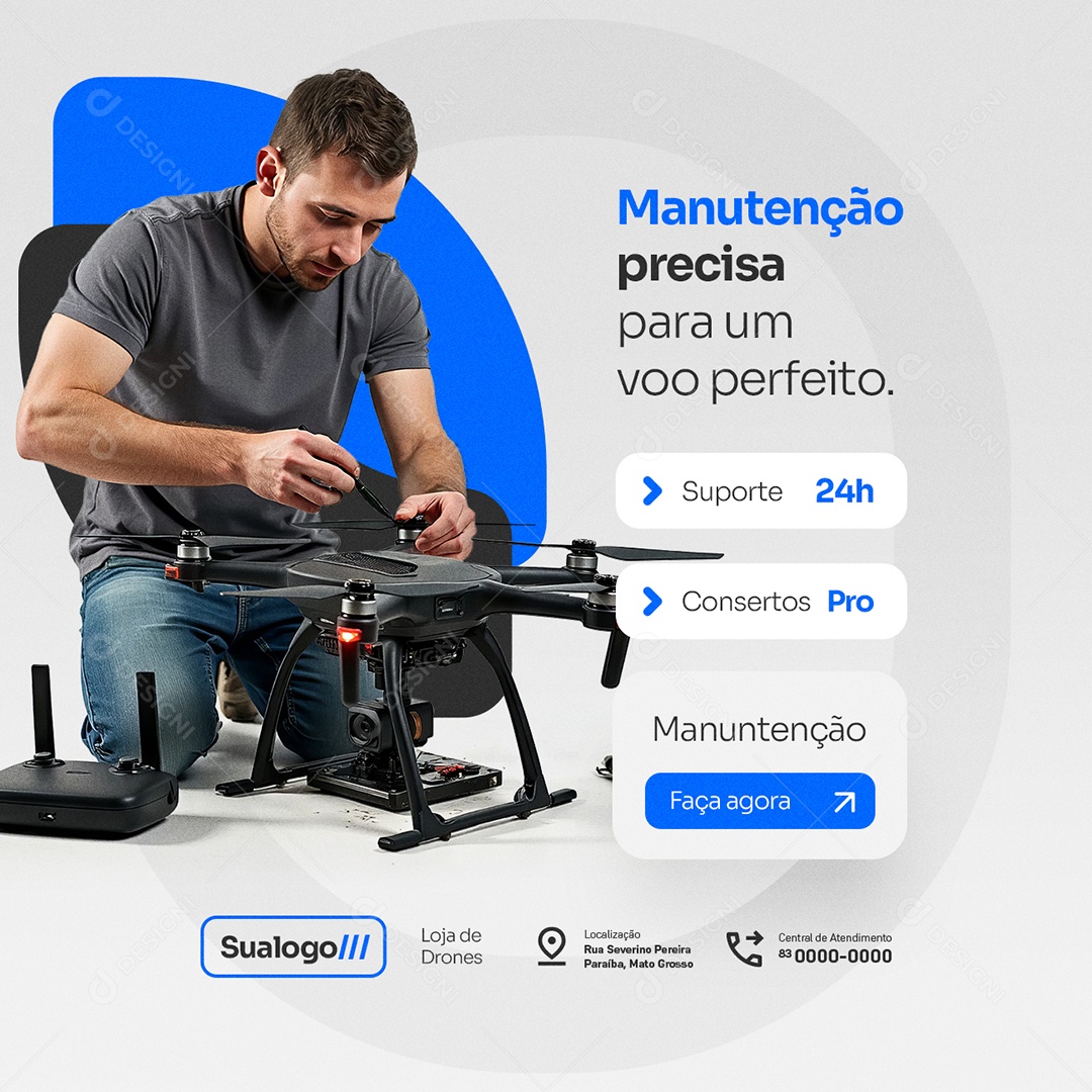Loja de Drones Manutenção Social Media PSD Editável