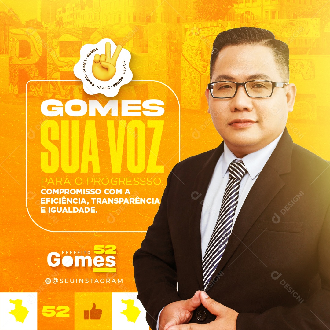 Campanha Politica Prefeito Gomes Social Media PSD Editável