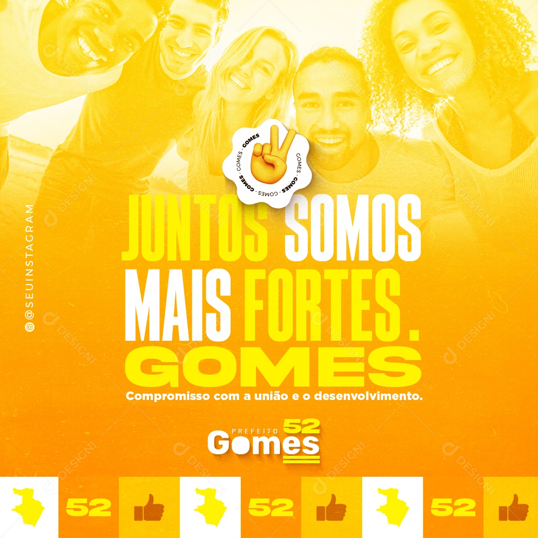 Campanha Politica Juntos Somos Mais Fortes Social Media PSD Editável