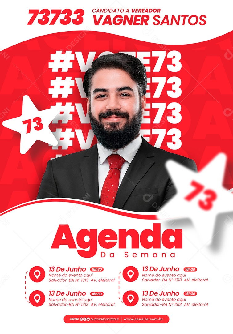 Politica Canditado a Vereador Vagner Santos Social Media PSD Editável