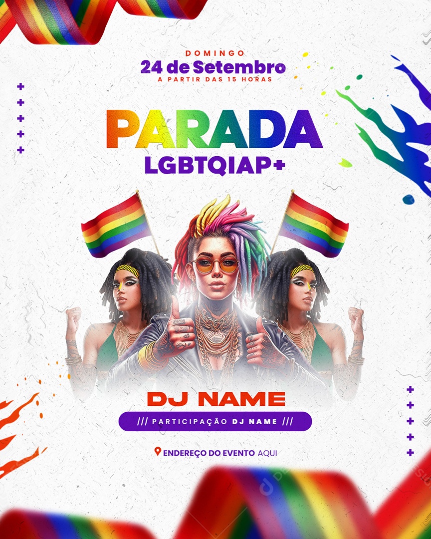 Dia da Parada LGBTQIAP Mais 24 de Setembro Social Media PSD Editável