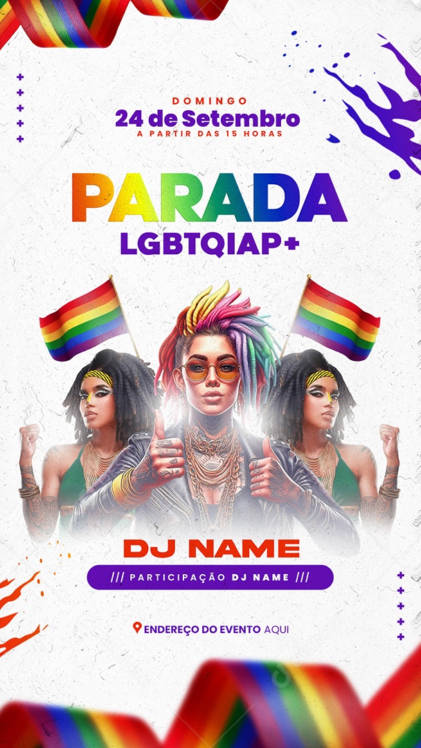 Story Dia da Parada LGBTQIAP Mais 24 de Setembro Social Media PSD Editável