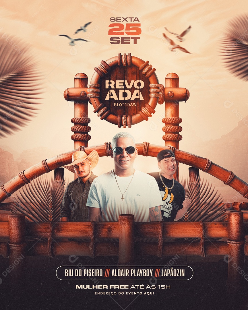 Flyer Revoada Nativa Artistas Social Media PSD Editável