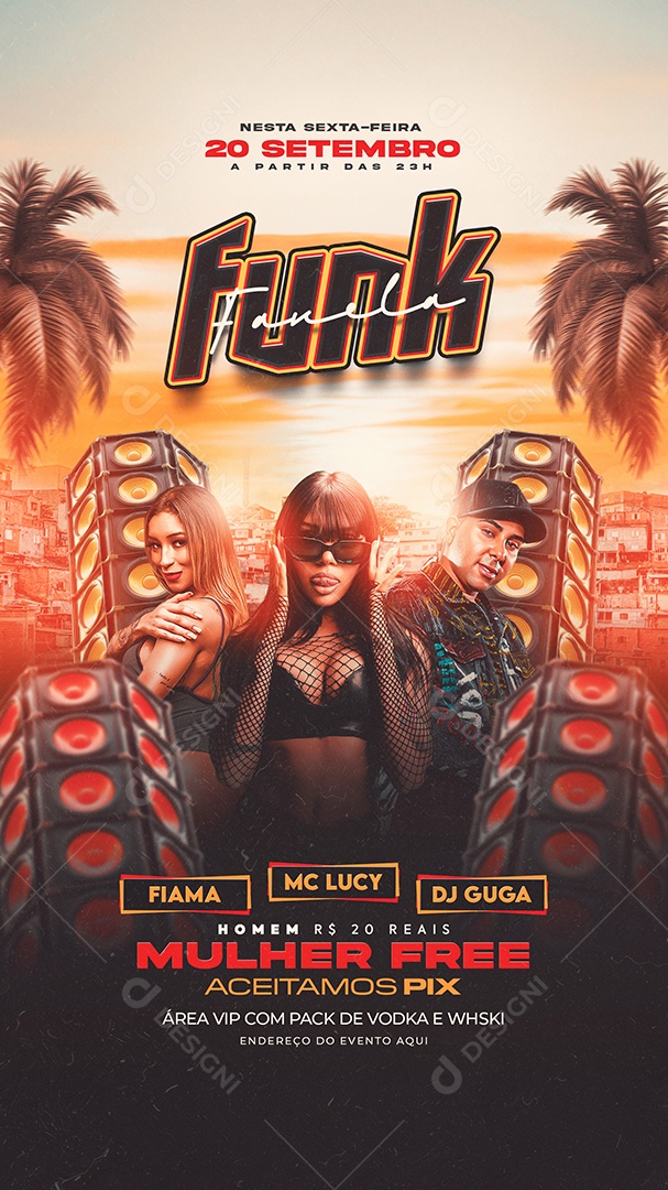 Flyer Story Funk Favela Artistas Social Media PSD Editável