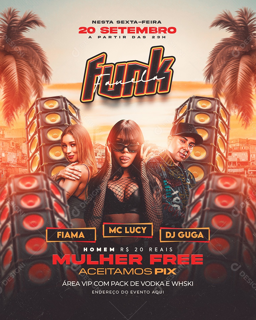 Flyer Funk Favela Artistas Social Media PSD Editável