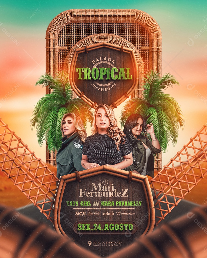 Flyer Balada Tropical Artistas Social Media PSD Editável