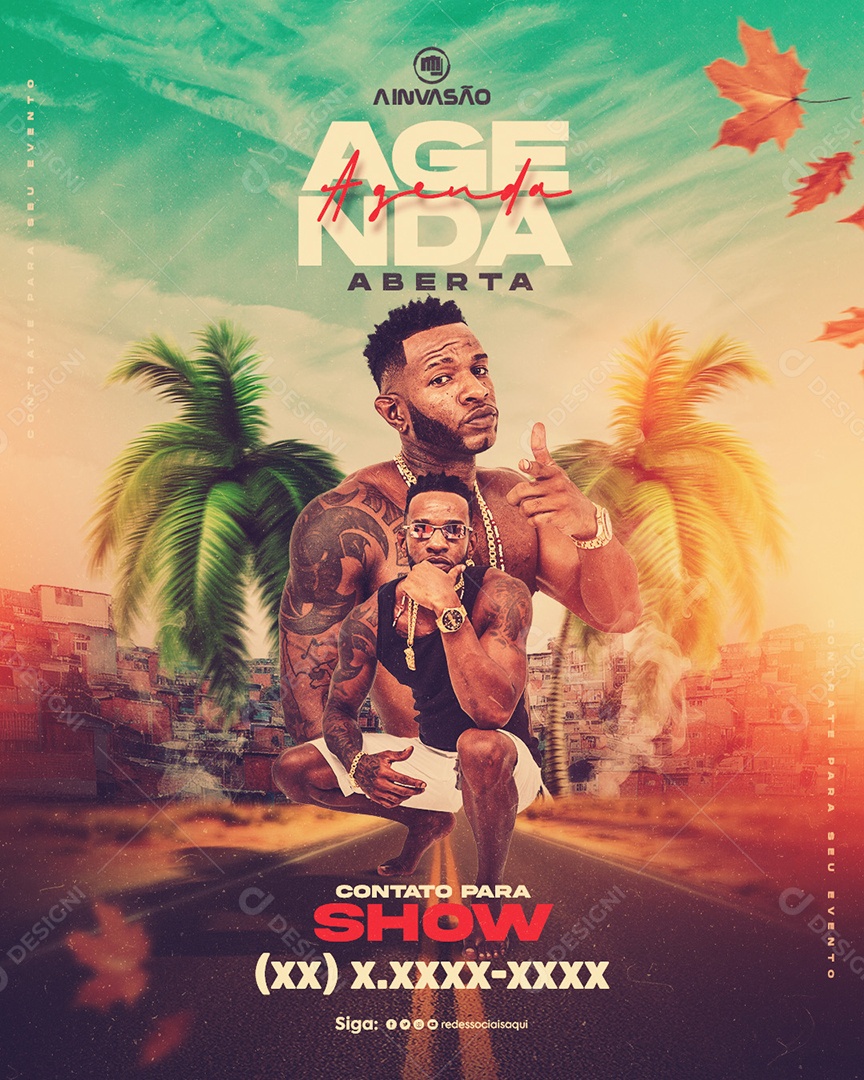 Flyer Agenda Aberta Artista Social Media PSD Editável