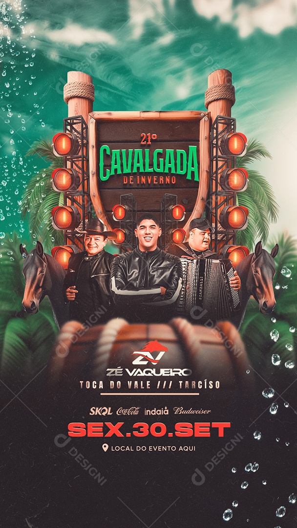 Flyer Story Cavalgada de Inverno Artistas Social Media PSD Editável