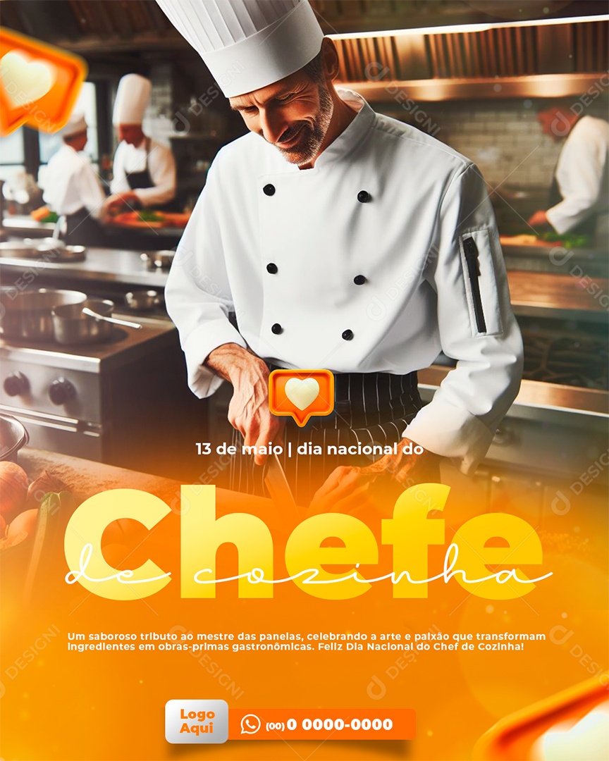 Dia Nacional do Chef de Cozinha 13 de Maio Social Media PSD Editável