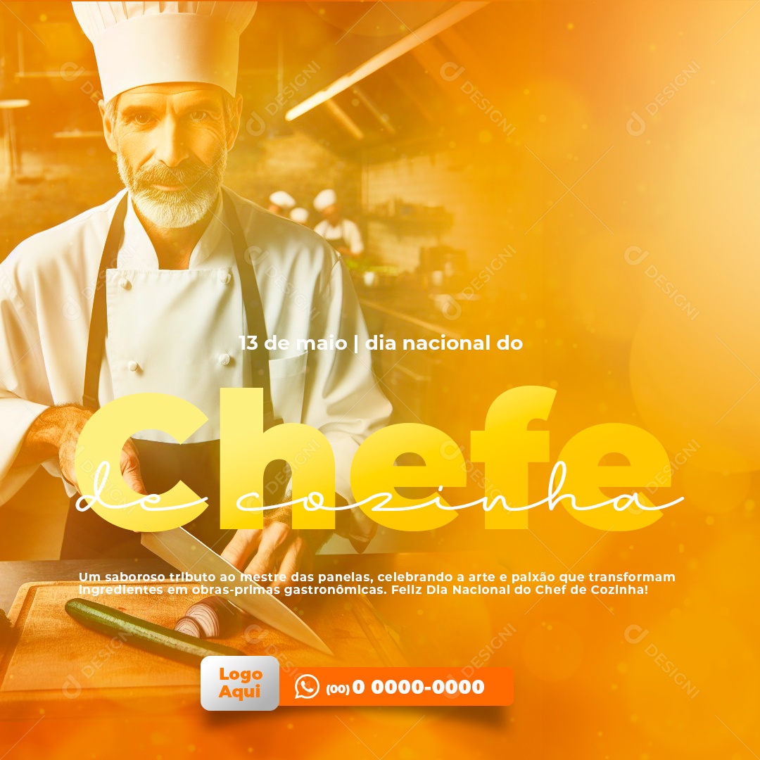 Dia Nacional do Chef de Cozinha 13 de Maio Social Media PSD Editável