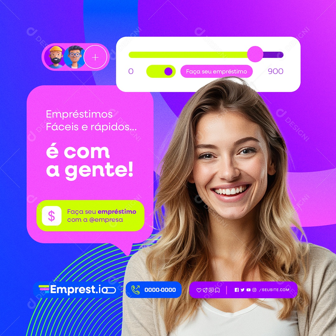 Empréstimos Fáceis e Rápidos é Com a Gente Social Media PSD Editável