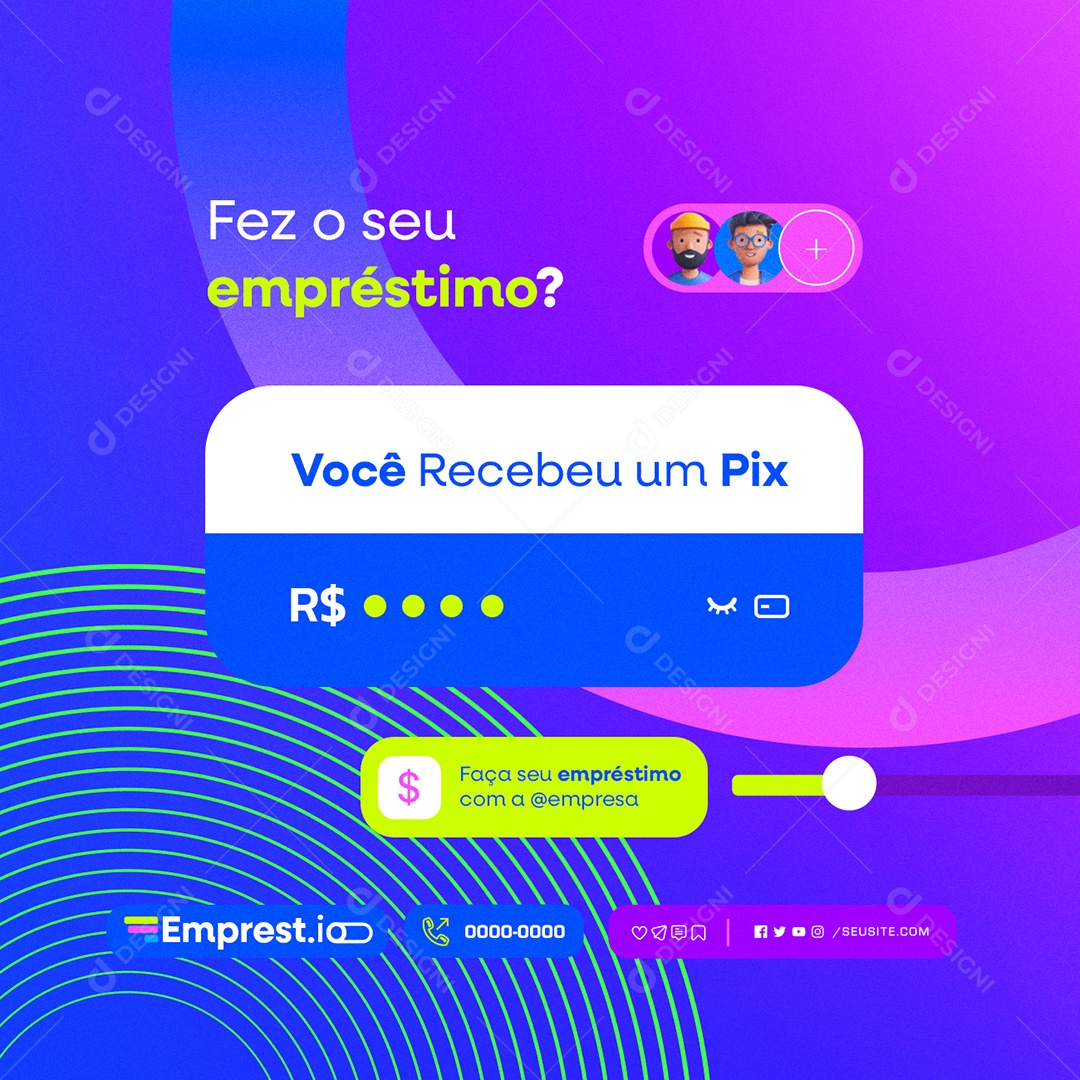 Empréstimo Você Recebeu um Pix Social Media PSD Editável