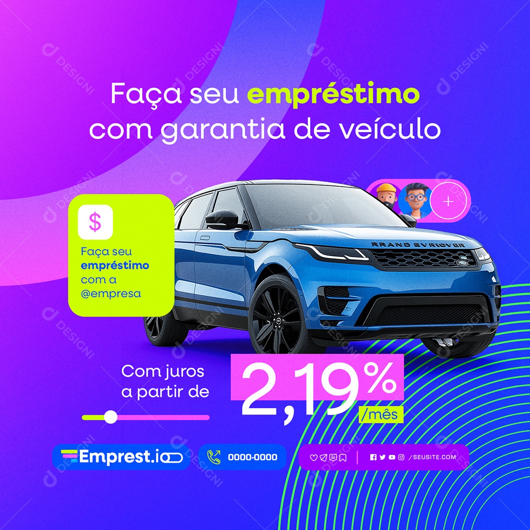 Faça seu Empréstimo com Garantia de Veículo Social Media PSD Editável