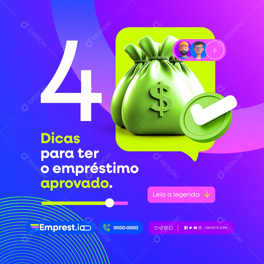 Quatro Dicas para Ter o Empréstimo Aprovado Social Media PSD Editável