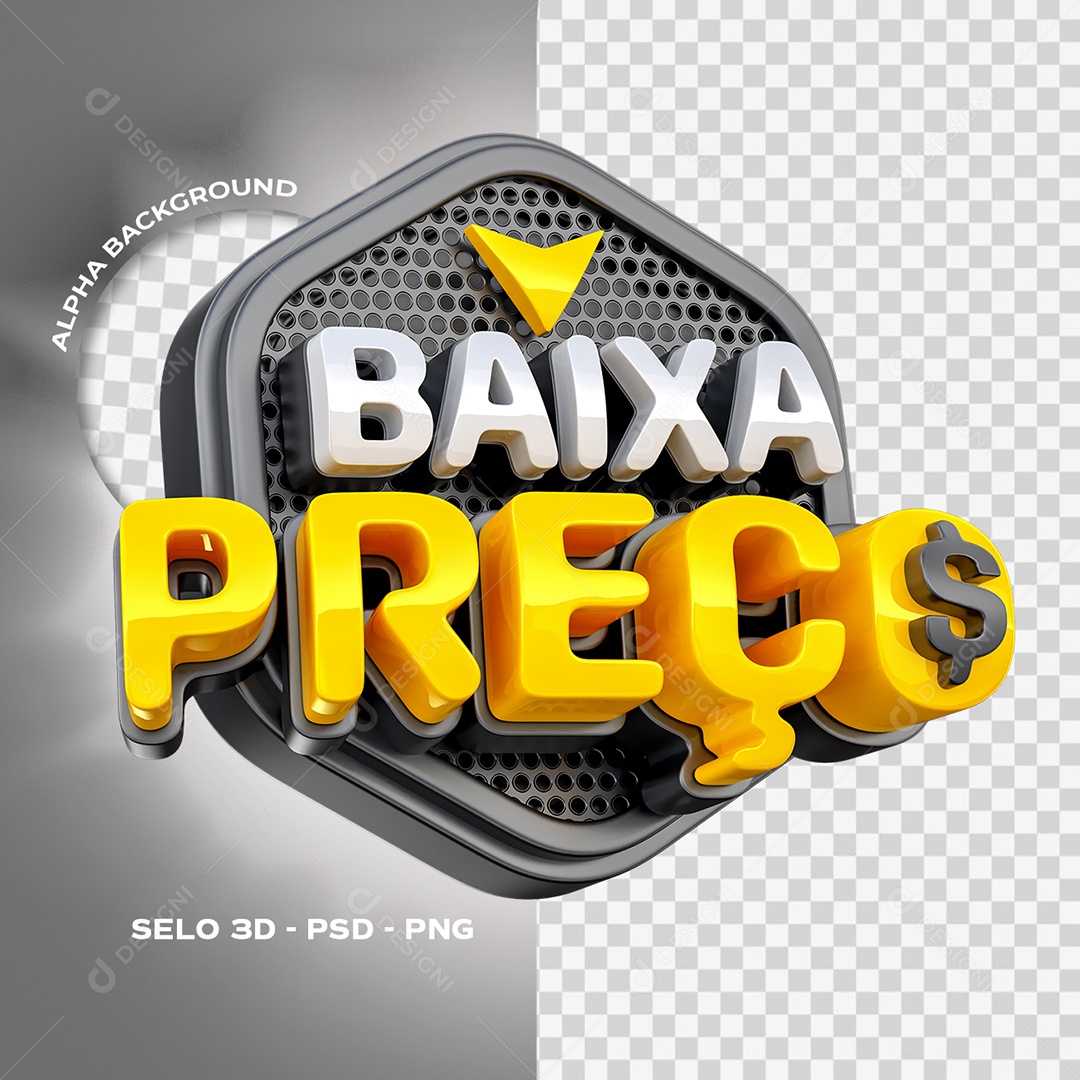 Baixa Preço Selo 3D para Composição PSD
