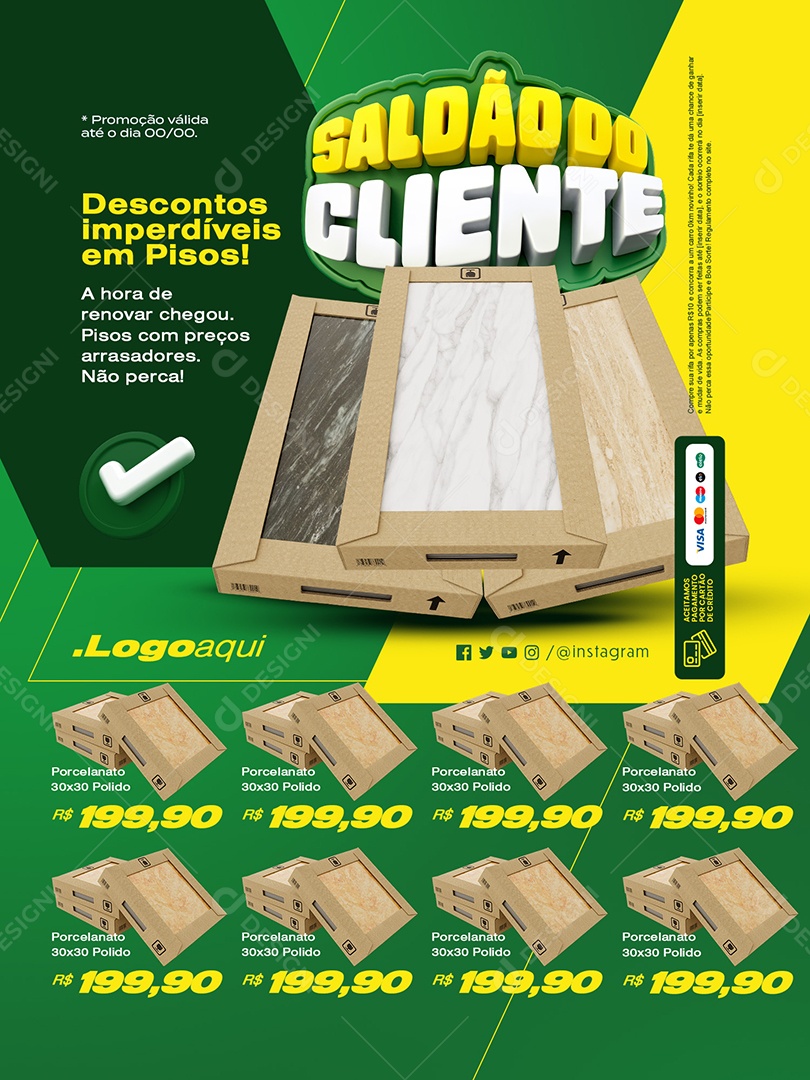 Saldão do Cliente Materiais de Construção Encarte Descontos Social Media PSD Editável