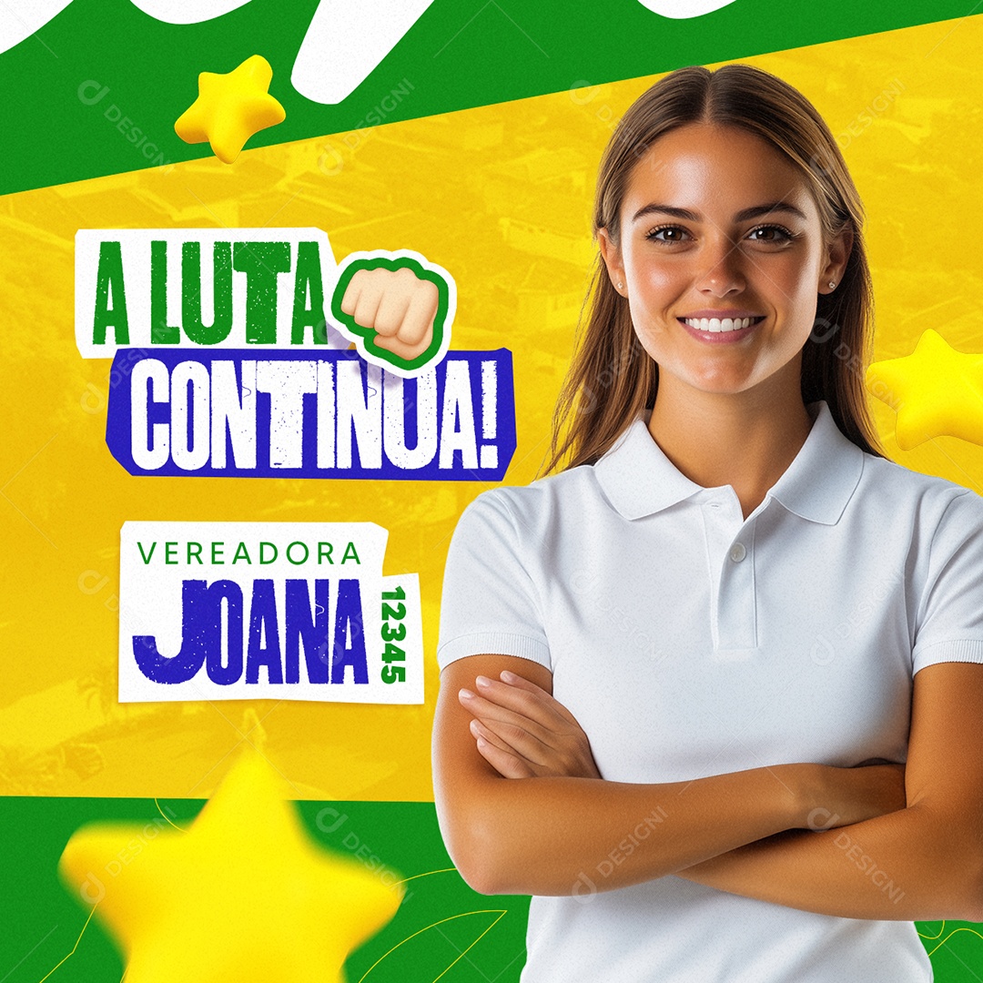 Política Vereadora Joana Projeto A Luta Continua Social Media PSD Editável