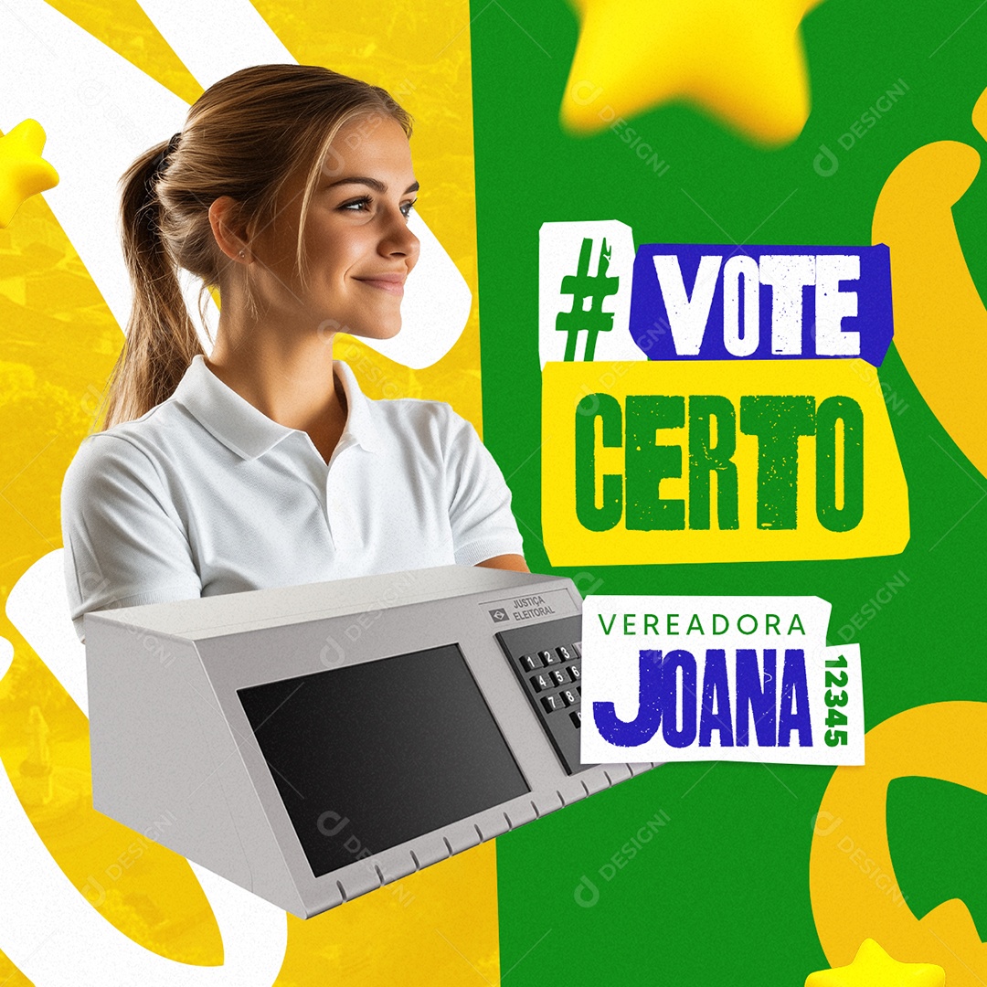 Política Vereadora Joana Projeto Vote Certo Social Media PSD Editável