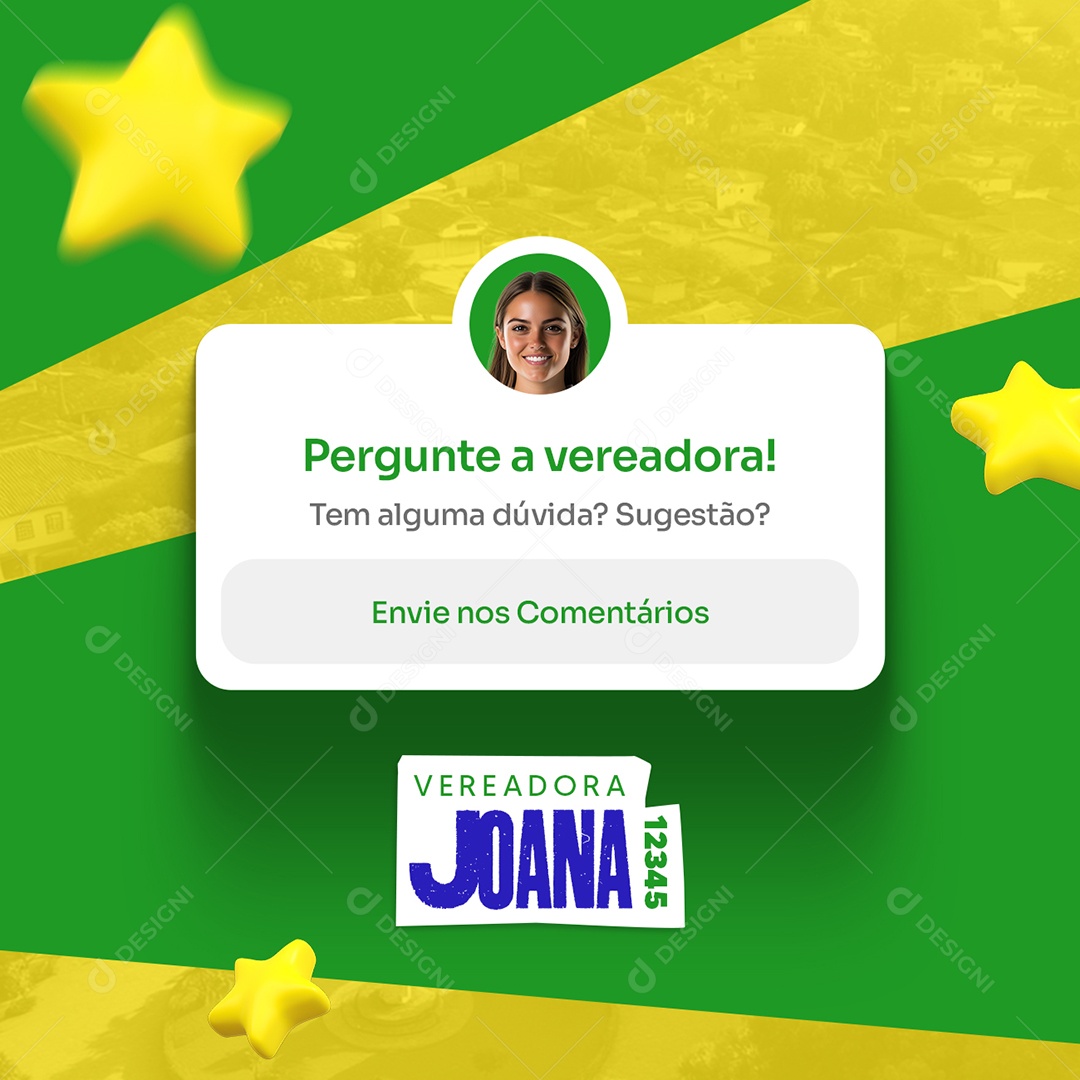 Política Vereadora Joana Projeto Pergunte a Vereadora Social Media PSD Editável
