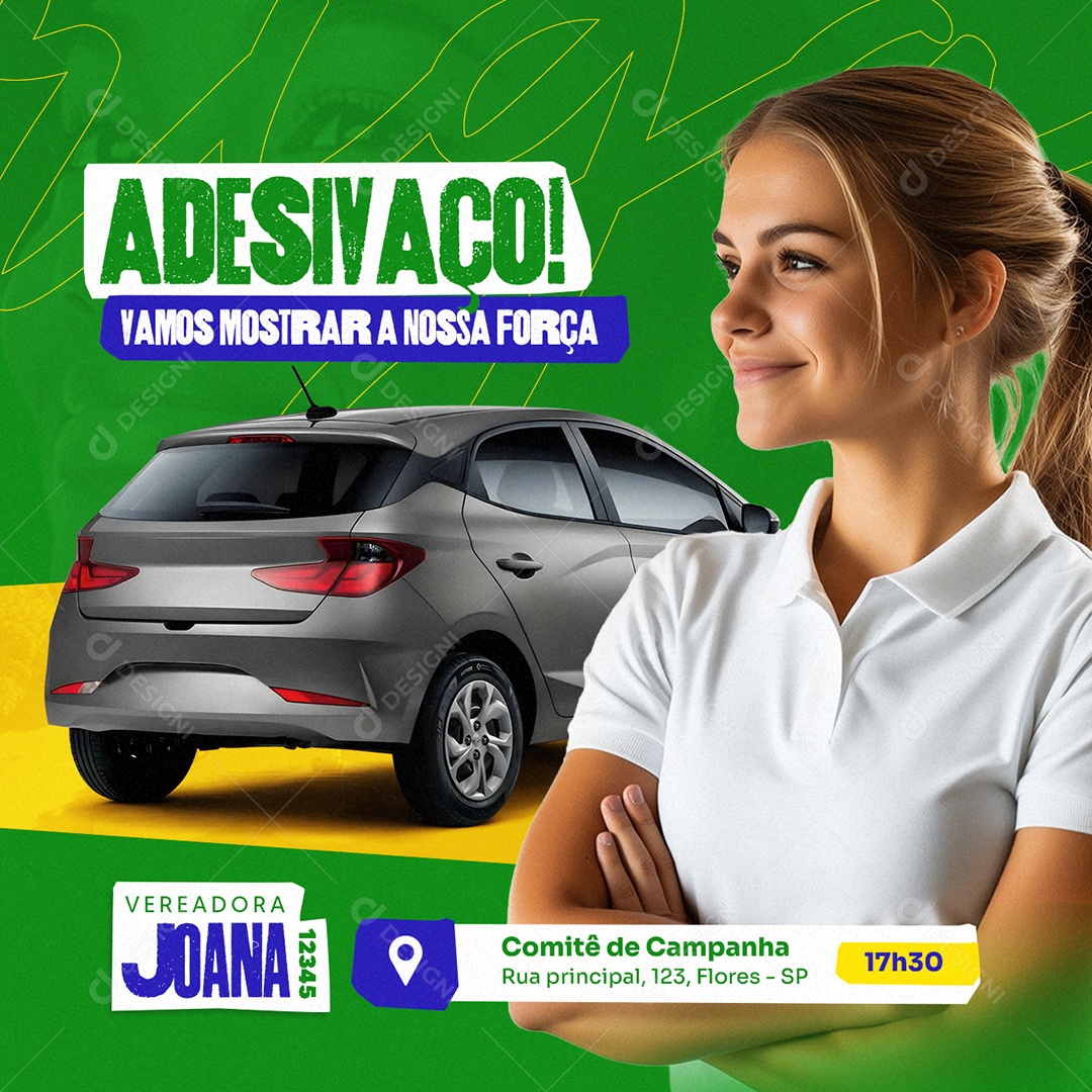 Política Vereadora Joana Projeto Adesivaço Social Media PSD Editável