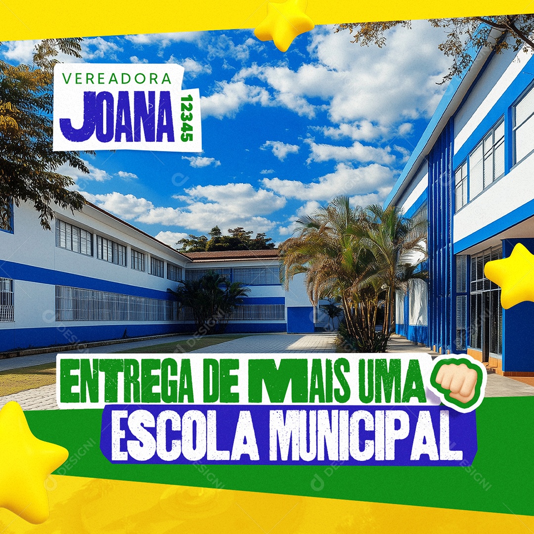 Política Projeto Vereadora Joana Escola Municipal Social Media PSD Editável