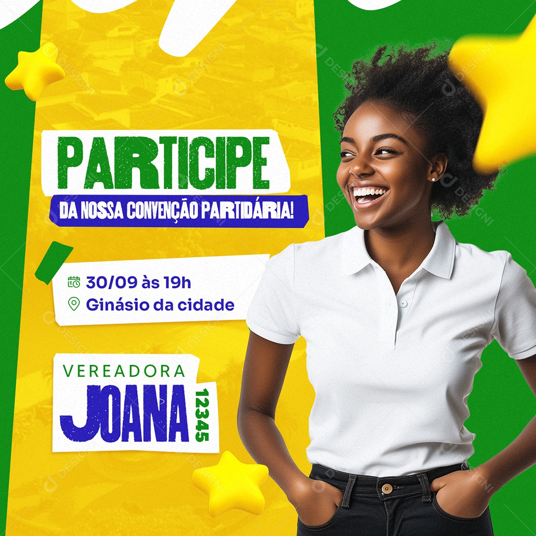 Política Projeto Vereadora Joana Convenção Parttidária Social Media PSD Editável