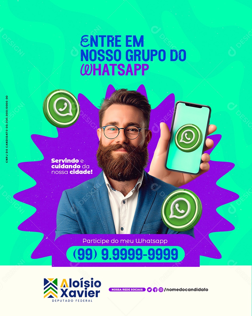 Política Deputado Federal Aloísio Xavier Social Media PSD Editável