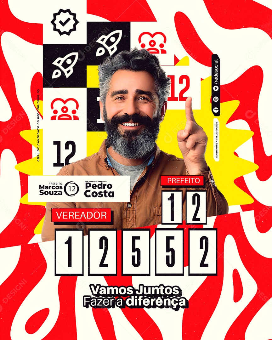 Política Prefeito Marcos Souza Social Media PSD Editável