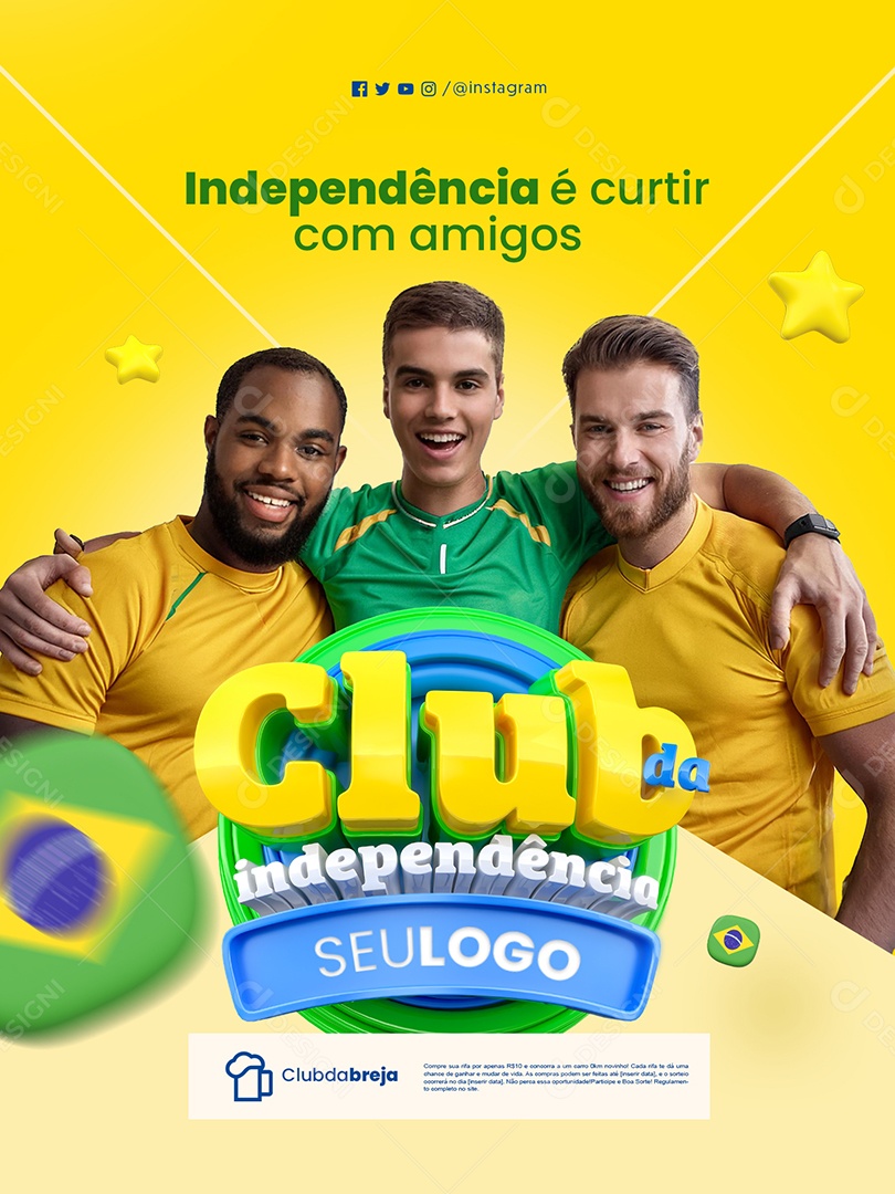 Clube da Independência Cervejaria Encarte é Curtir com Amigos Social Media PSD Editável