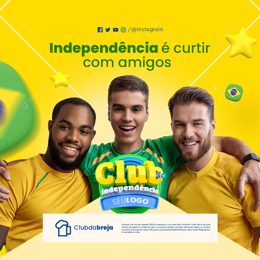 Clube da Independência Cervejaria é Curtir com Amigos Social Media PSD Editável