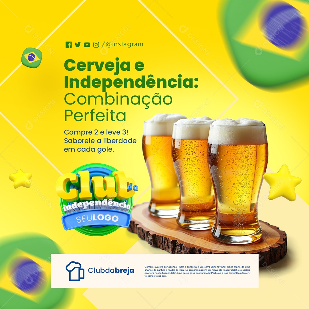 Clube da Independência Cervejaria Compre Dois e Leve Três Social Media PSD Editável